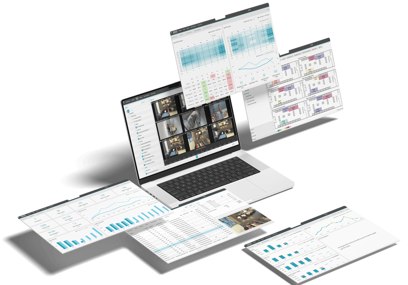 RetailNext UI on laptop with additional charts