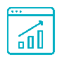 Bar chart in a web browser with upward trend line